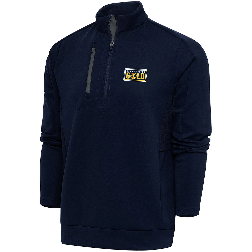 Men's Antigua Navy Grand Rapids Gold Generation Quarter-Zip Pullover Top
