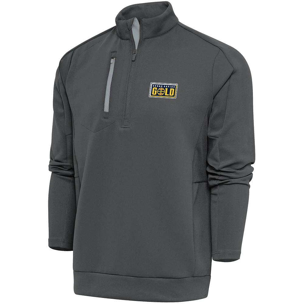 Men's Antigua Charcoal Grand Rapids Gold Generation Quarter-Zip Pullover Top