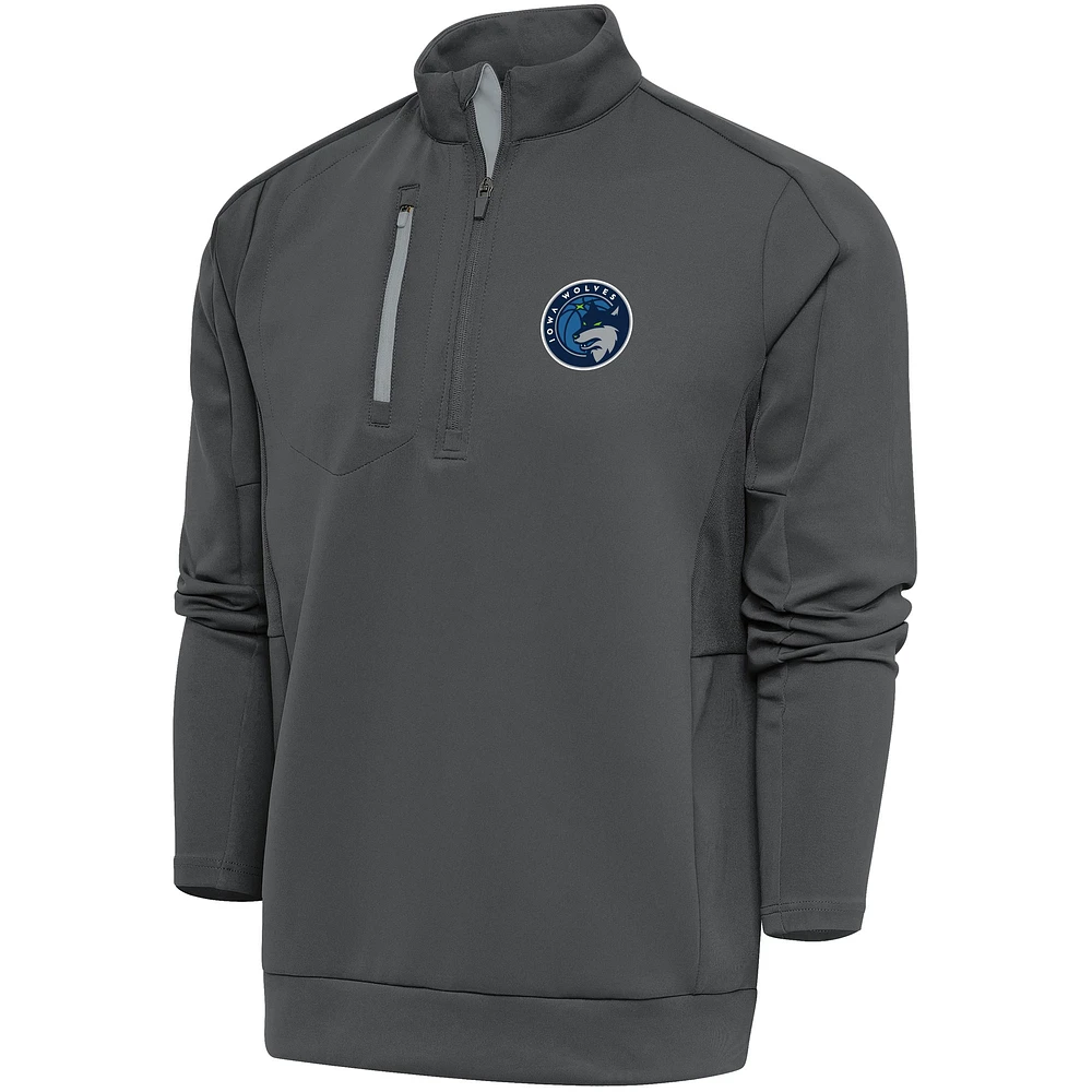 Men's Antigua Charcoal Iowa Wolves Generation Quarter-Zip Pullover Top