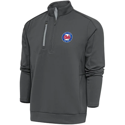 Men's Antigua Charcoal Long Island Nets Generation Quarter-Zip Pullover Top