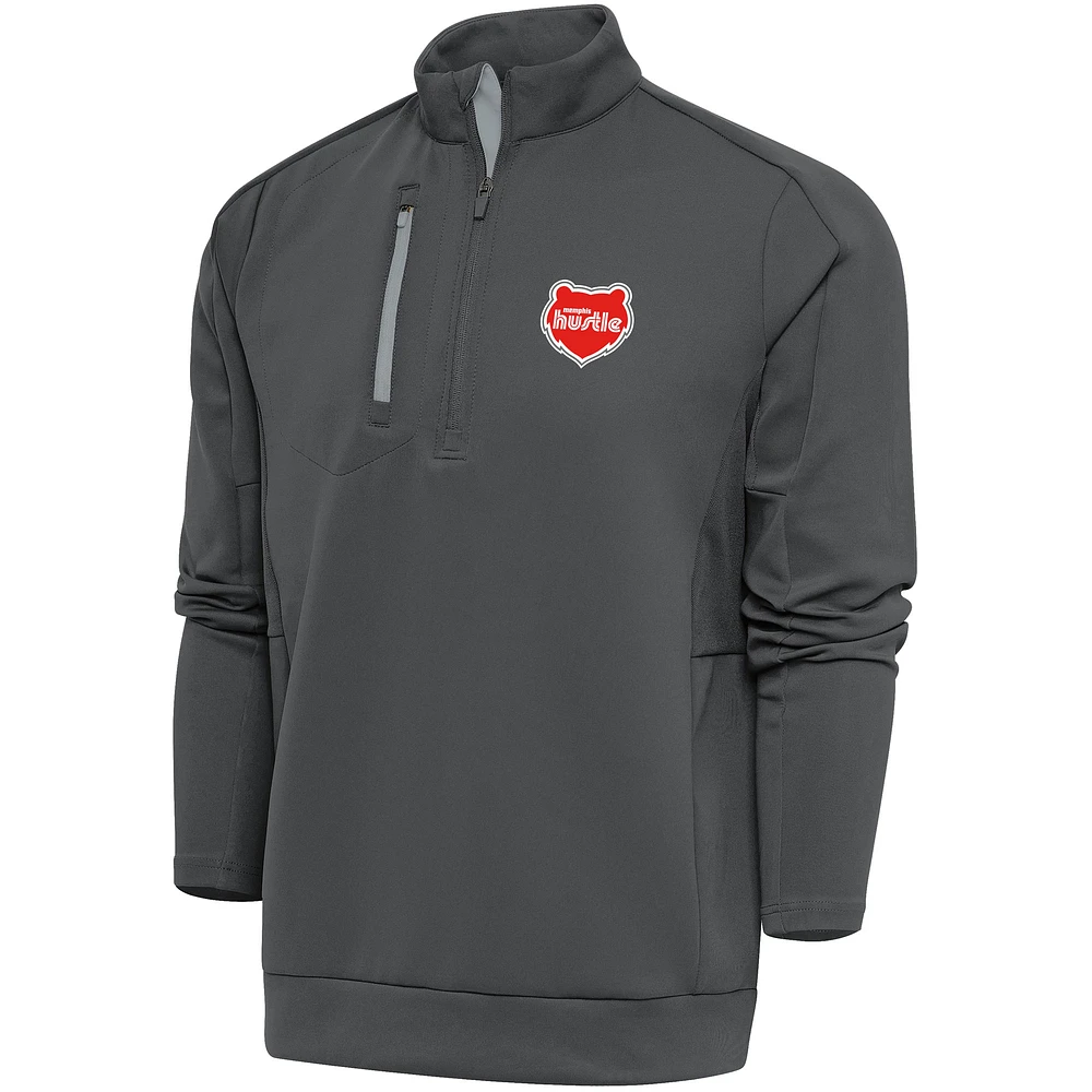 Men's Antigua Charcoal Memphis Hustle Generation Quarter-Zip Pullover Top