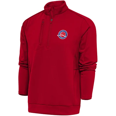 Men's Antigua Red Motor City Cruise Generation Quarter-Zip Pullover Top
