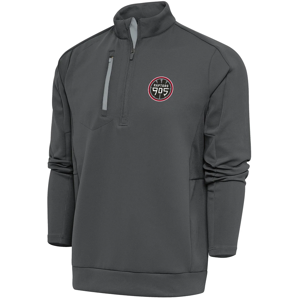 Men's Antigua Charcoal Raptors 905 Generation Quarter-Zip Pullover Top