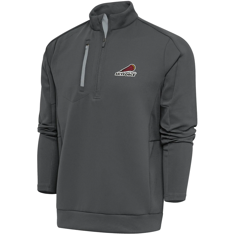 Men's Antigua Charcoal Sioux Falls Skyforce Generation Quarter-Zip Pullover Top