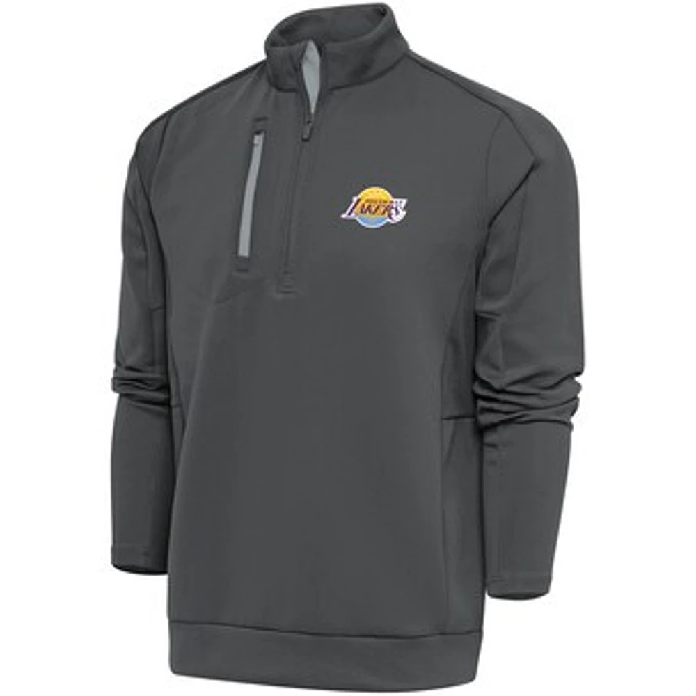 Men's Antigua Charcoal South Bay Lakers Generation Quarter-Zip Pullover Top
