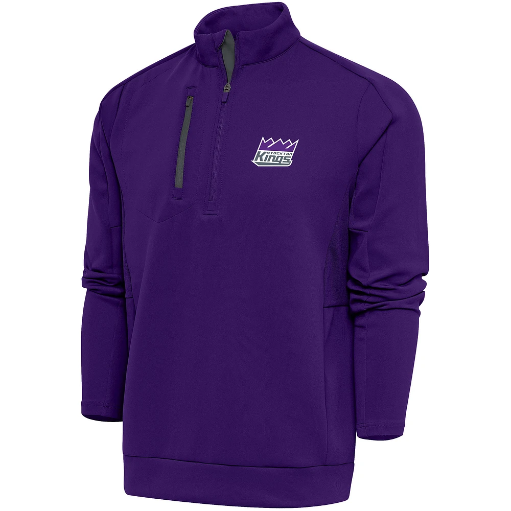 Men's Antigua Purple Stockton Kings Generation Quarter-Zip Pullover Top