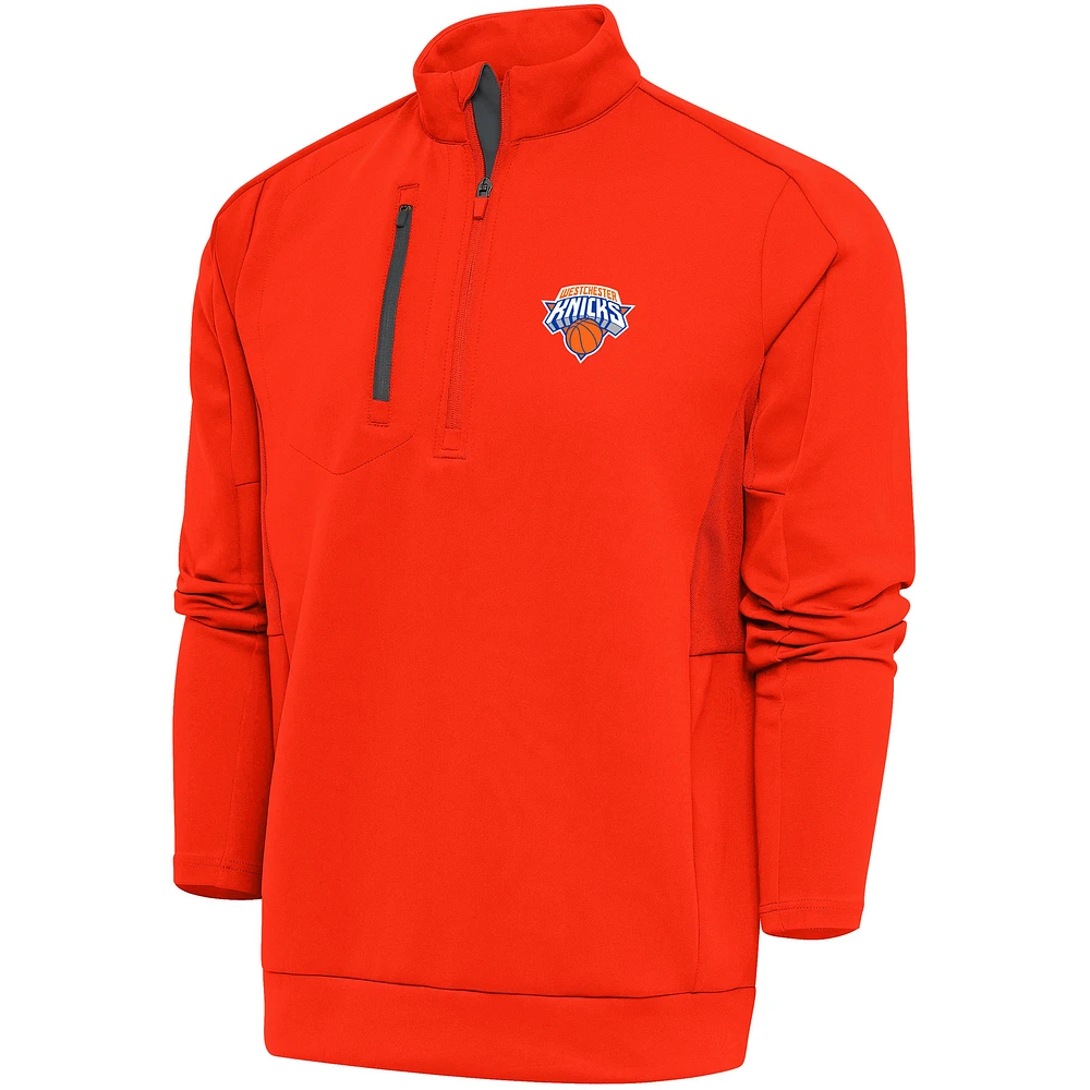 Men's Antigua Orange Westchester Knicks Generation Quarter-Zip Pullover Top