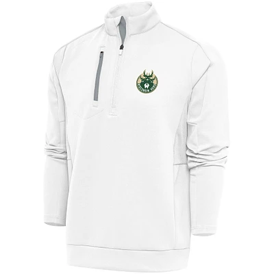 Men's Antigua White Wisconsin Herd Generation Quarter-Zip Pullover Top
