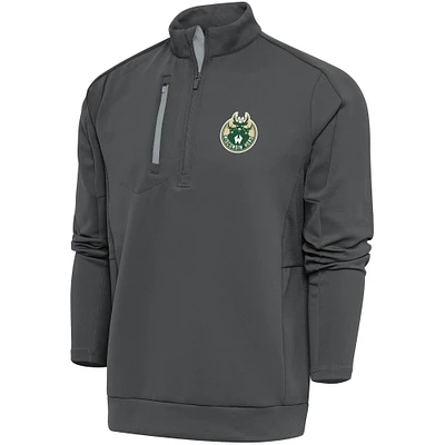 Men's Antigua Charcoal Wisconsin Herd Generation Quarter-Zip Pullover Top