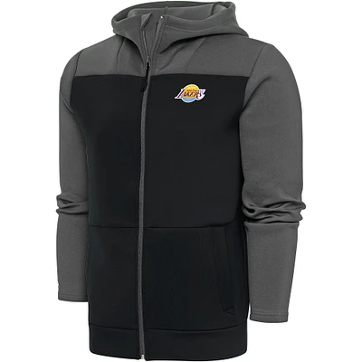 Men's Antigua Steel/Charcoal South Bay Lakers Protect Full-Zip Hoodie