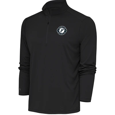 Men's Antigua Charcoal Austin Spurs Tribute Quarter-Zip Pullover Top
