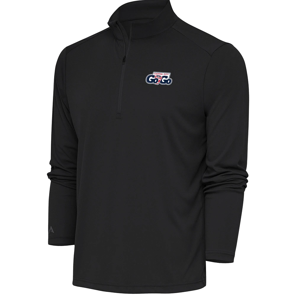 Men's Antigua Charcoal Capital City Go-Go Tribute Quarter-Zip Pullover Top