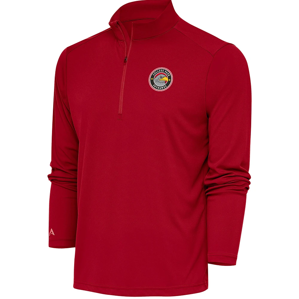 Men's Antigua Red College Park Skyhawks Tribute Quarter-Zip Pullover Top