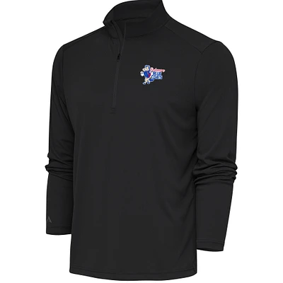 Men's Antigua Charcoal Delaware Blue Coats Tribute Quarter-Zip Pullover Top