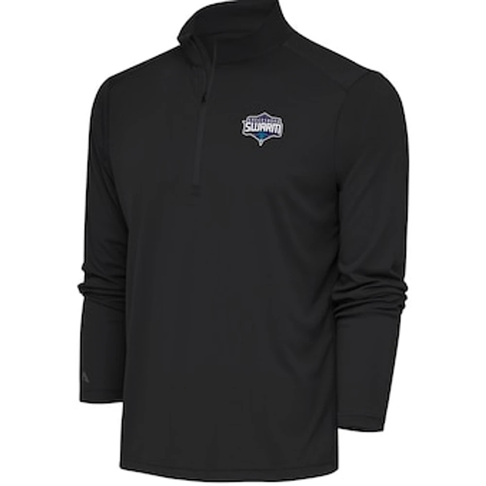 Men's Antigua Charcoal Greensboro Swarm Tribute Quarter-Zip Pullover Top