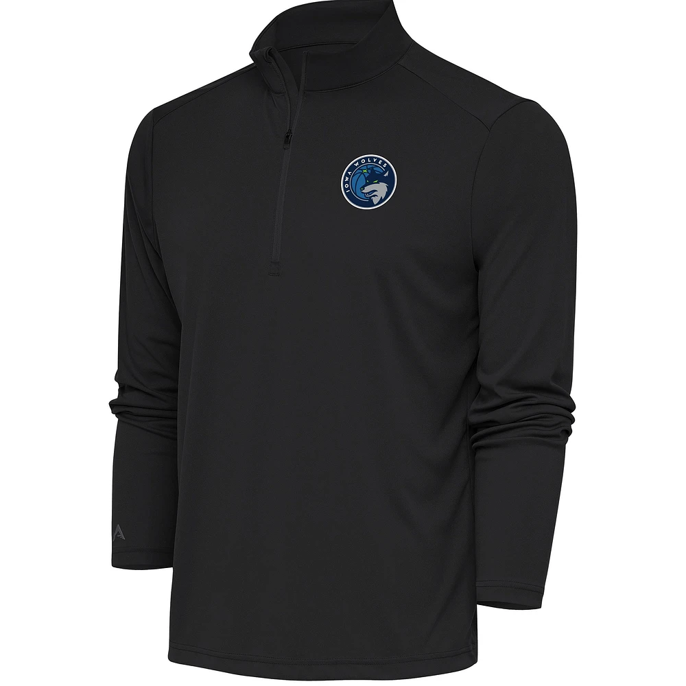 Men's Antigua Charcoal Iowa Wolves Tribute Quarter-Zip Pullover Top