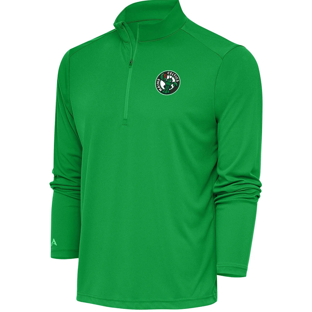 Men's Antigua Kelly Green Maine Celtics Tribute Quarter-Zip Pullover Top