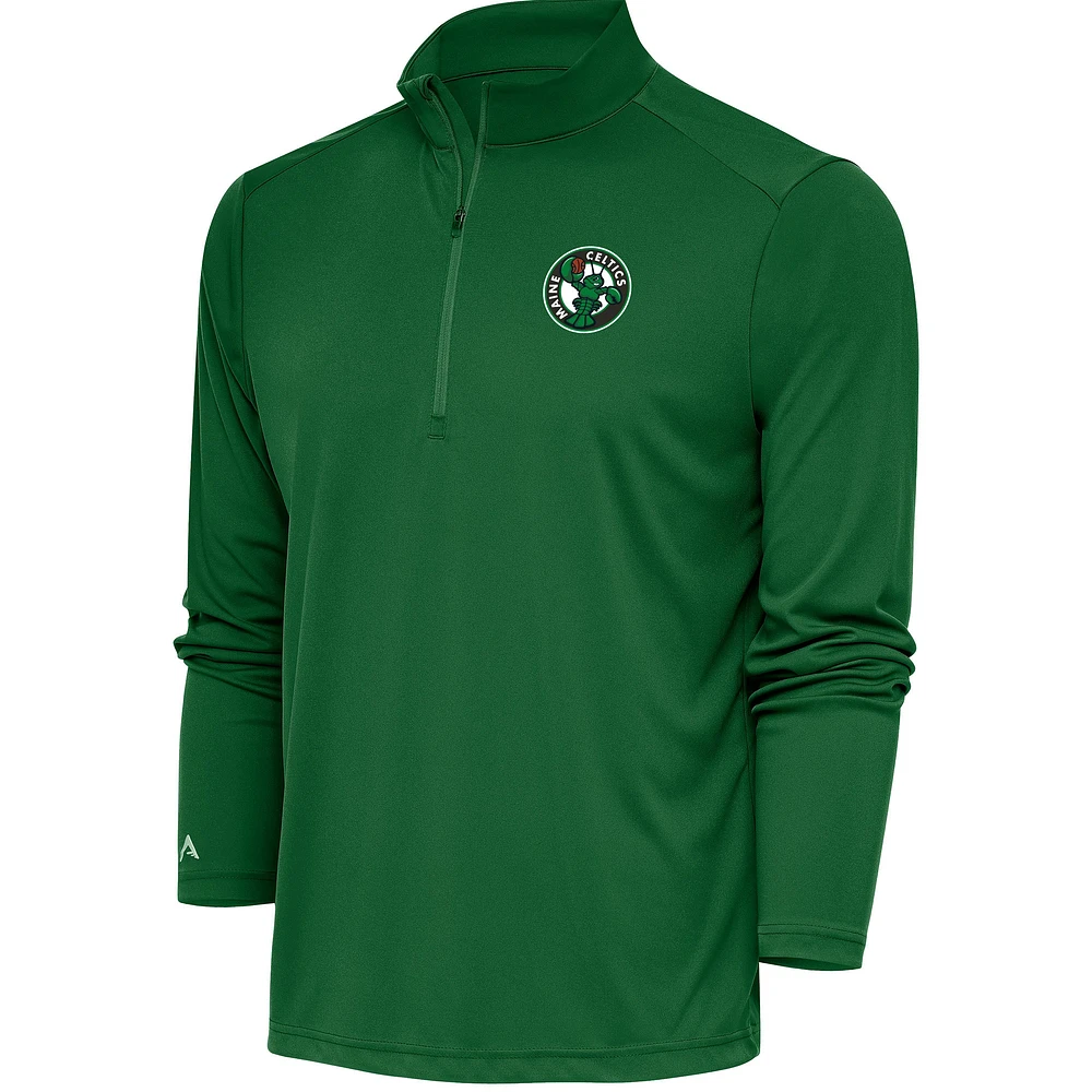 Men's Antigua Forest Green Maine Celtics Tribute Quarter-Zip Pullover Top