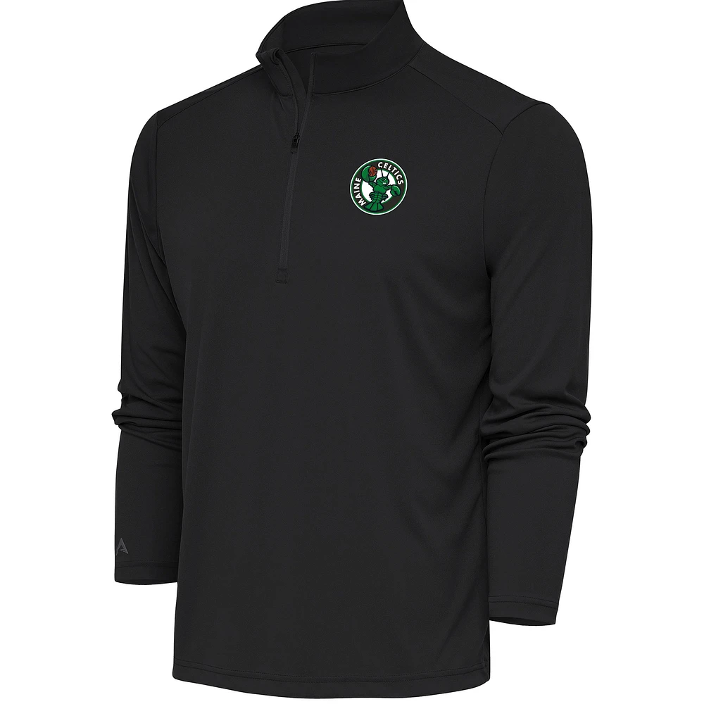 Men's Antigua Charcoal Maine Celtics Tribute Quarter-Zip Pullover Top
