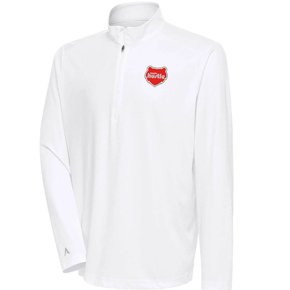 Men's Antigua White Memphis Hustle Tribute Quarter-Zip Pullover Top