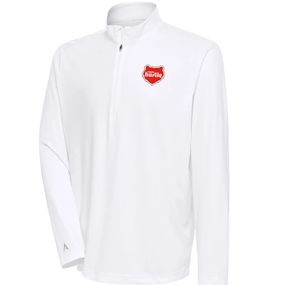 Men's Antigua White Memphis Hustle Tribute Quarter-Zip Pullover Top