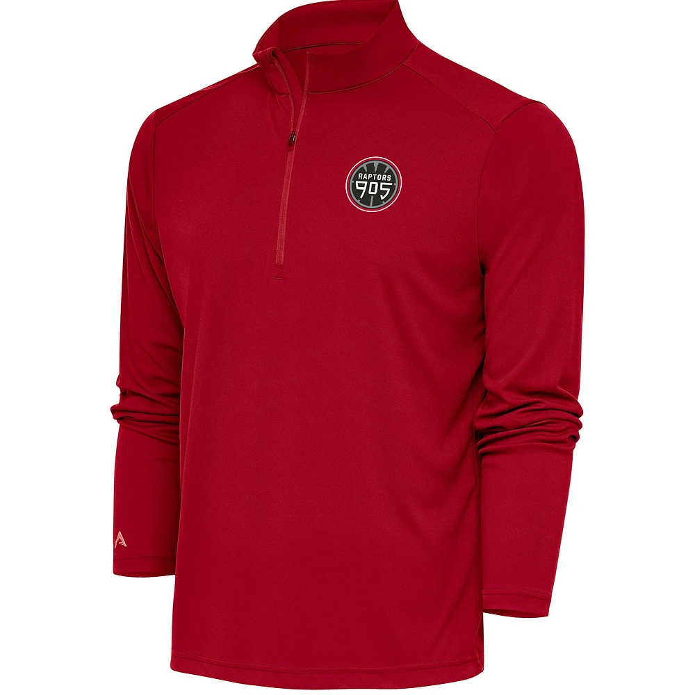Men's Antigua Red Raptors 905 Tribute Quarter-Zip Pullover Top