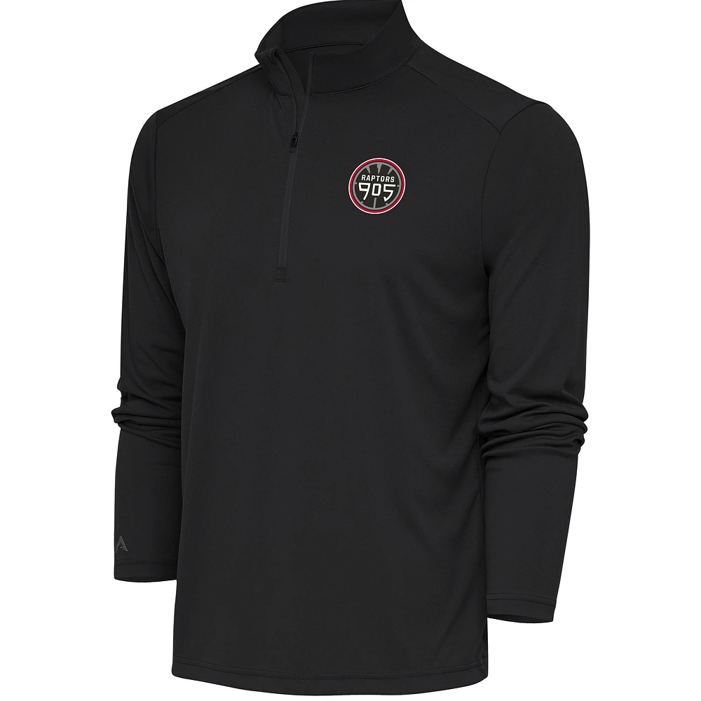 Men's Antigua Charcoal Raptors 905 Tribute Quarter-Zip Pullover Top