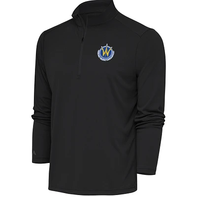 Men's Antigua Charcoal Santa Cruz Warriors Tribute Quarter-Zip Pullover Top