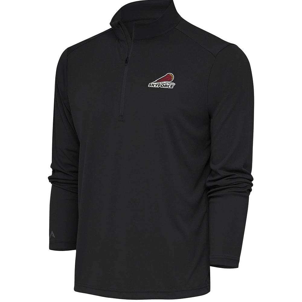 Men's Antigua Charcoal Sioux Falls Skyforce Tribute Quarter-Zip Pullover Top