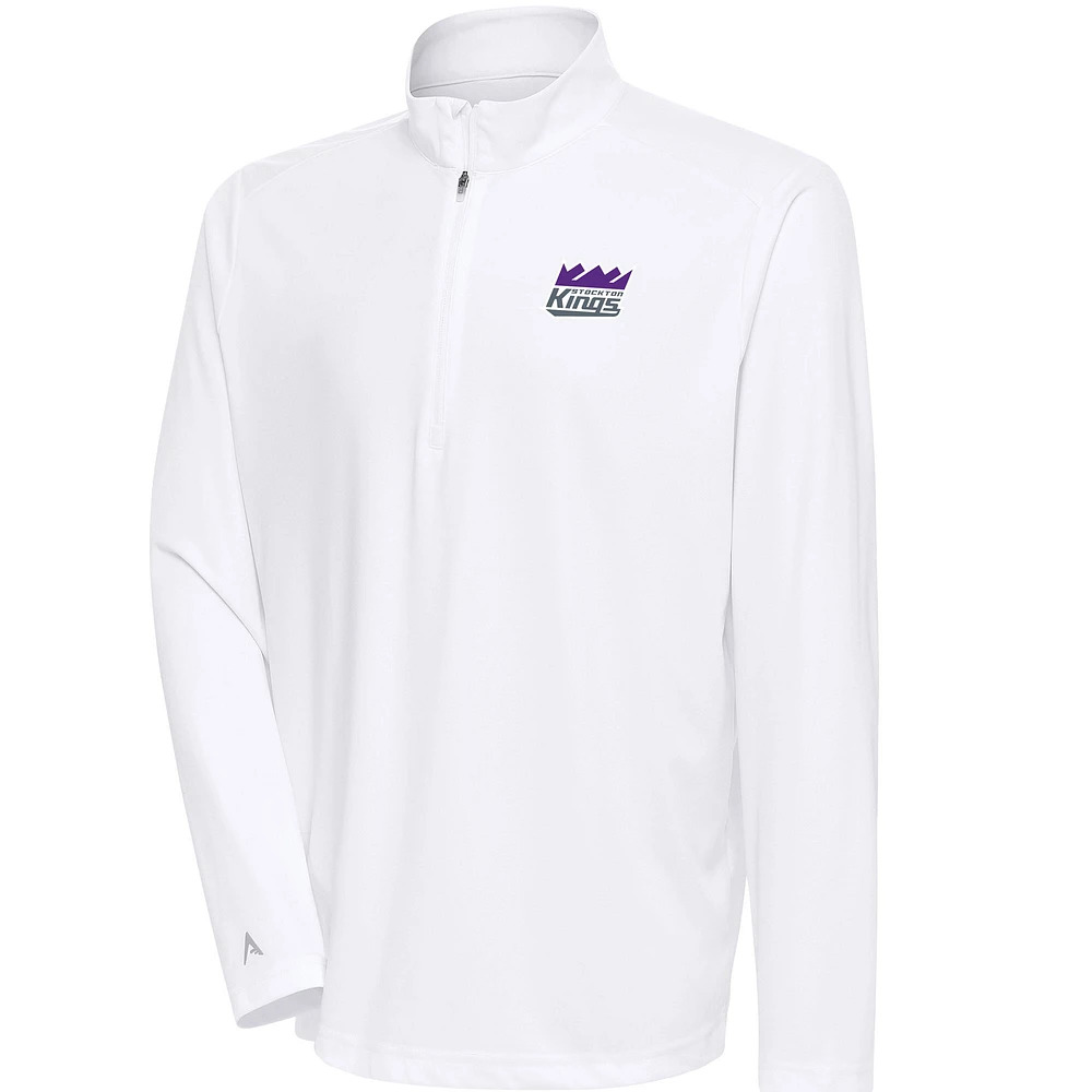 Men's Antigua White Stockton Kings Tribute Quarter-Zip Pullover Top