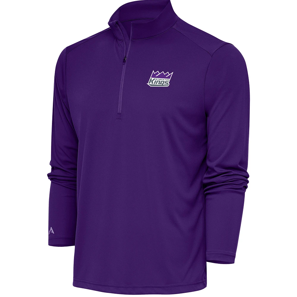 Men's Antigua Purple Stockton Kings Tribute Quarter-Zip Pullover Top