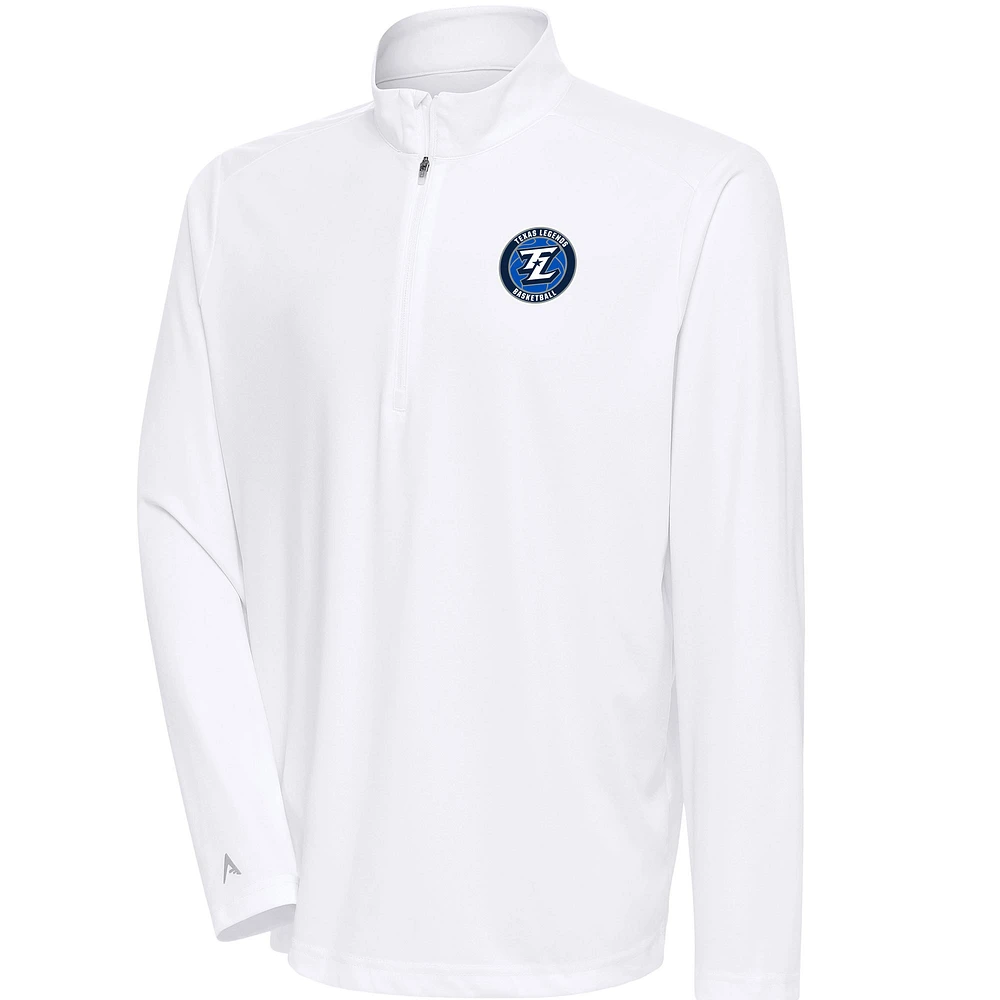 Men's Antigua White Texas Legends Tribute Quarter-Zip Pullover Top