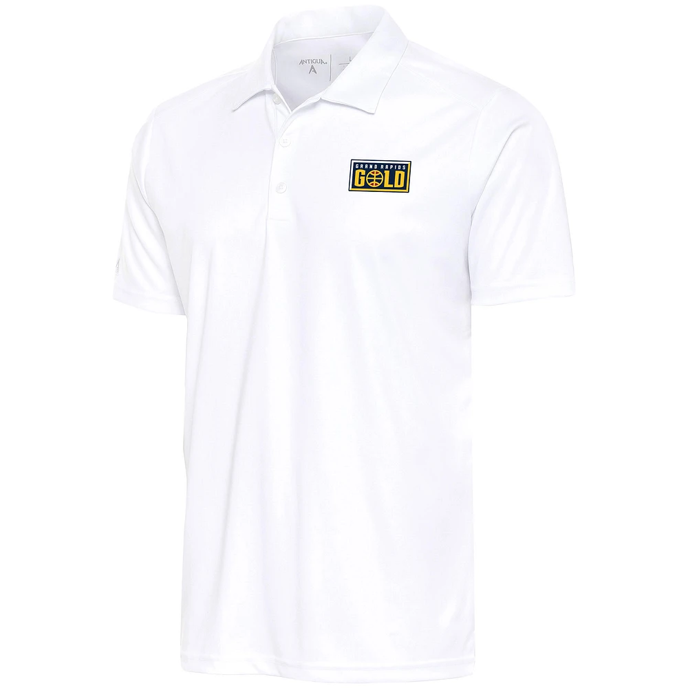 Men's Antigua White Grand Rapids Gold Big & Tall Tribute Polo