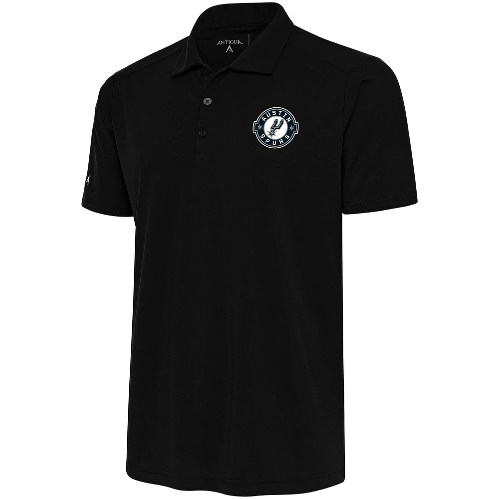 Men's Antigua Black Austin Spurs Tribute Polo