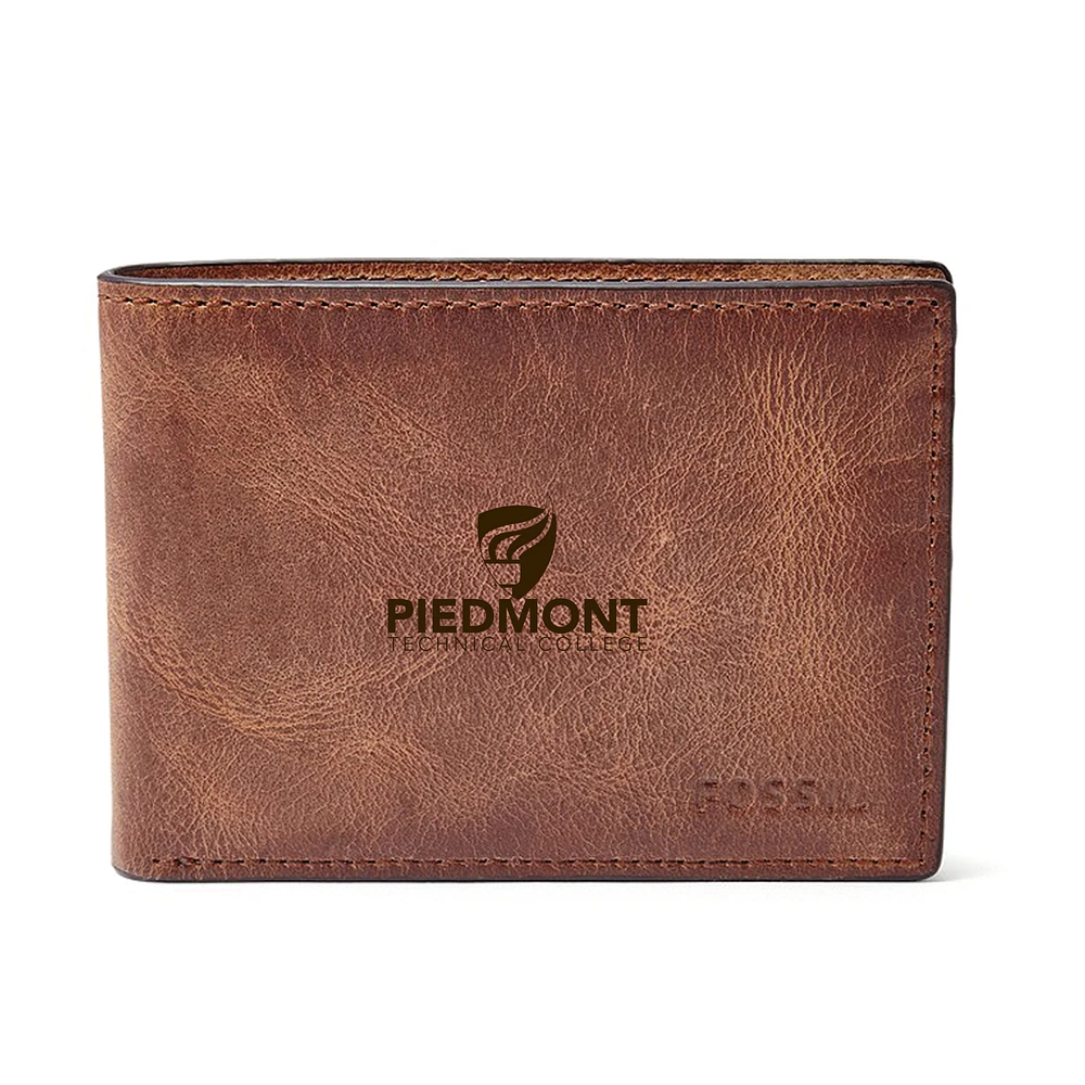 Piedmont Technical College Fossil Leather Derrick Front Pocket Bifold Wallet