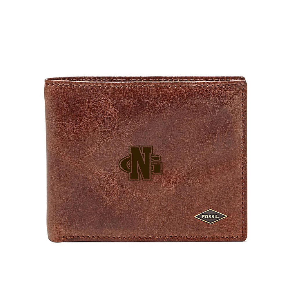 Brown North Georgia Nighthawks Fossil Leather Ryan RFID Flip ID Bifold Wallet