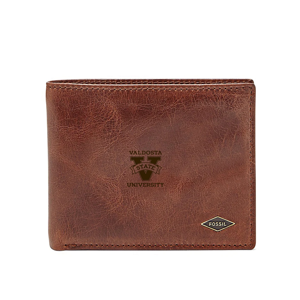 Brown Valdosta State Blazers Fossil Leather Ryan RFID Flip ID Bifold Wallet