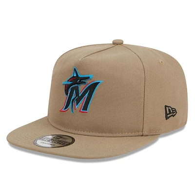 Men's New Era Khaki Miami Marlins Golfer Adjustable Hat