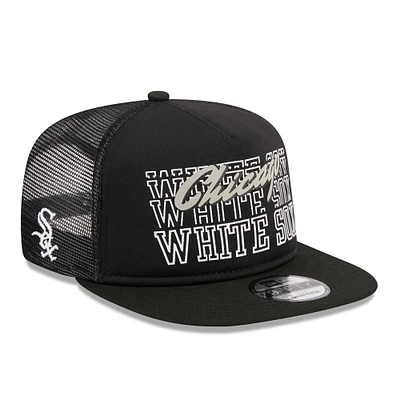 Men's New Era Black Chicago White Sox Street Team A-Frame Trucker 9FIFTY Snapback Hat