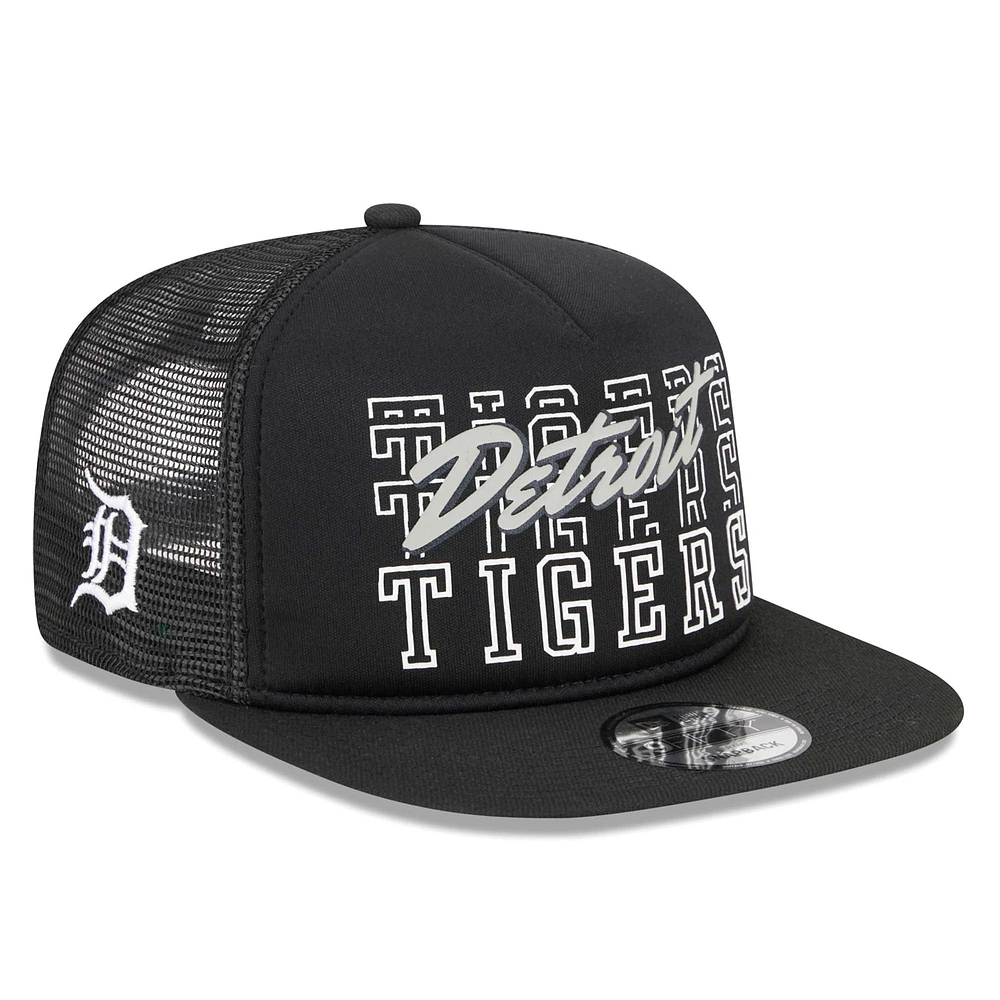 Men's New Era Black Detroit Tigers Street Team A-Frame Trucker 9FIFTY Snapback Hat