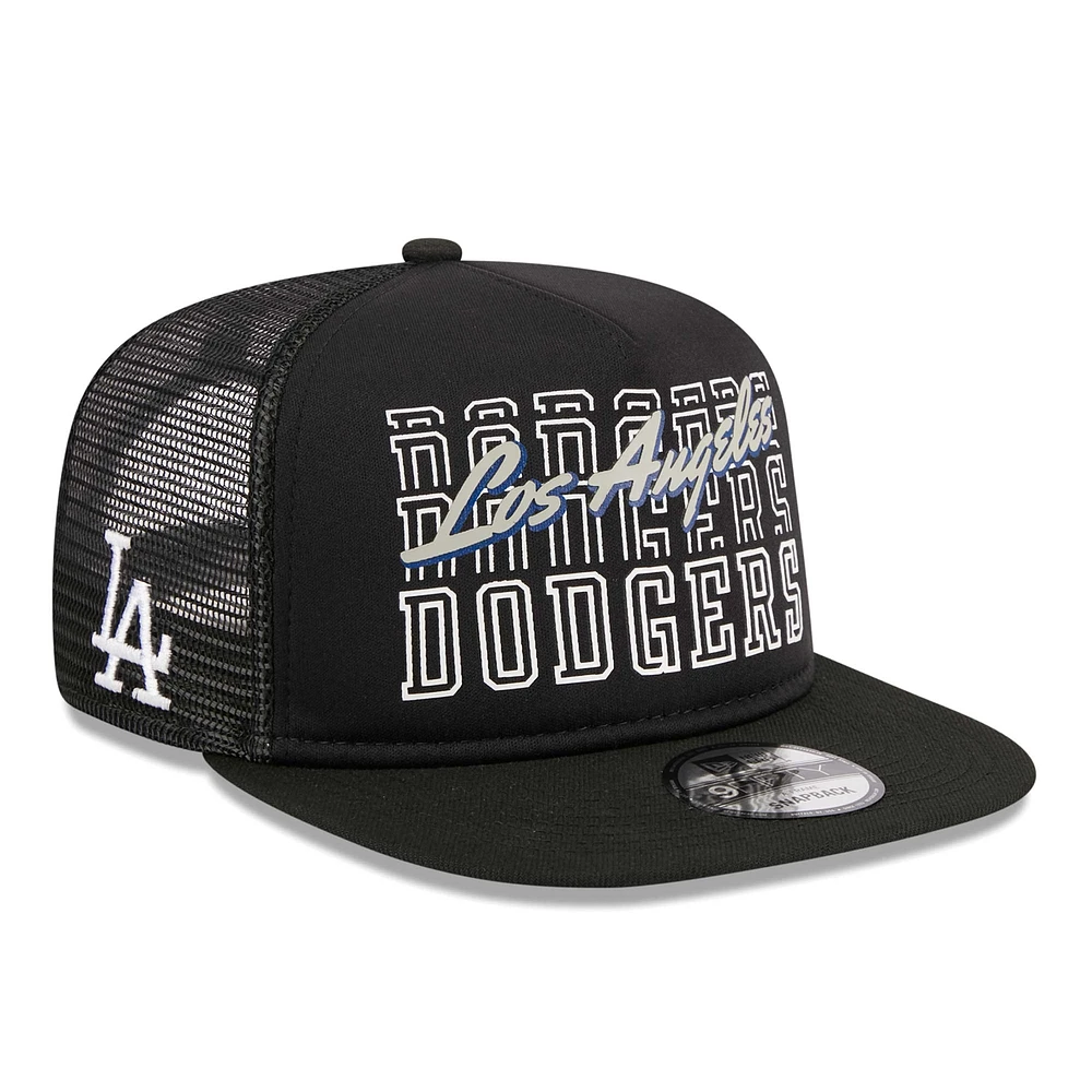 Men's New Era Black Los Angeles Dodgers Street Team A-Frame Trucker 9FIFTY Snapback Hat