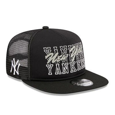 Men's New Era Black New York Yankees Street Team A-Frame Trucker 9FIFTY Snapback Hat