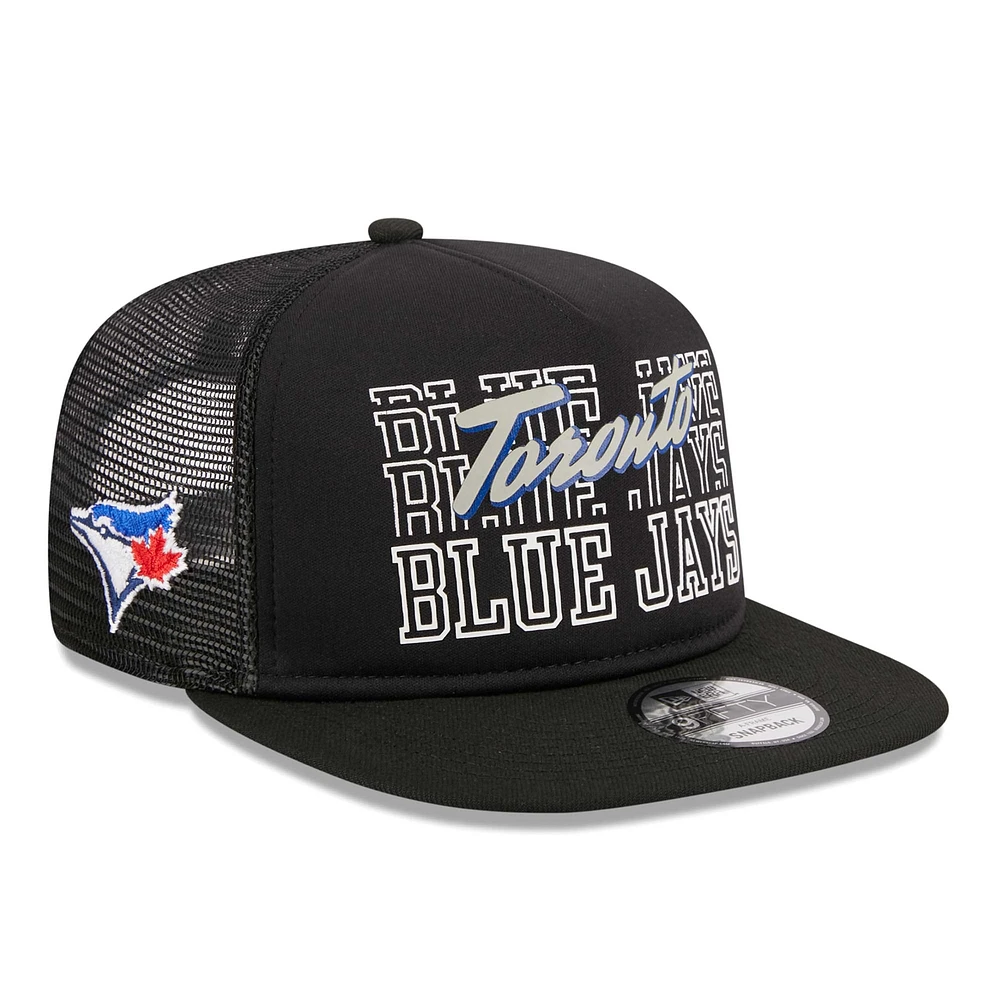 Men's New Era Black Toronto Blue Jays Street Team A-Frame Trucker 9FIFTY Snapback Hat