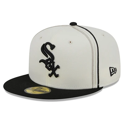 Men's New Era Cream/Black Chicago White Sox Chrome Sutash 59FIFTY Fitted Hat
