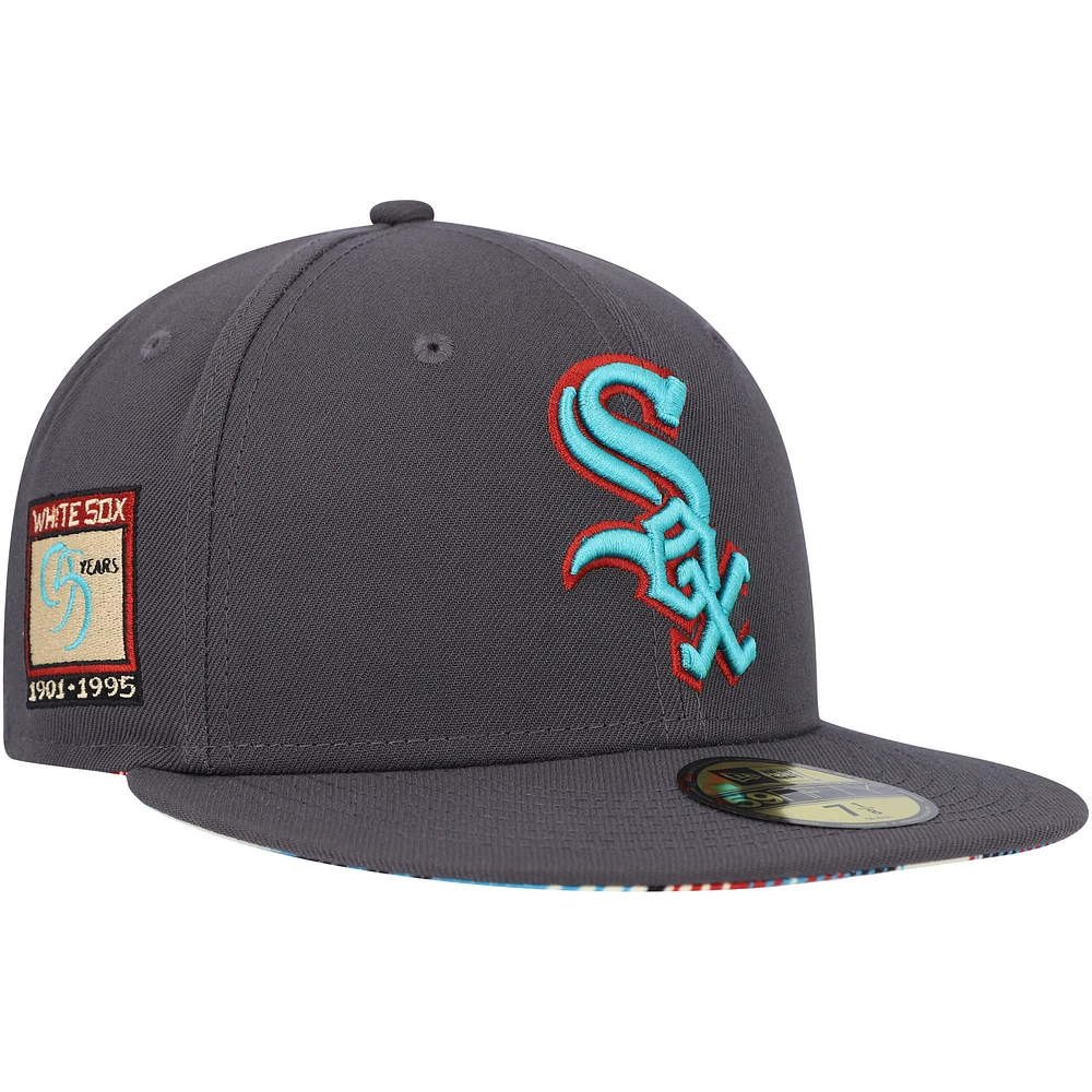 Men's New Era Graphite Chicago White Sox Print Undervisor 59FIFTY Fitted Hat