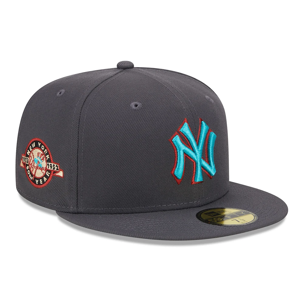 Men's New Era Graphite New York Yankees Print Undervisor 59FIFTY Fitted Hat