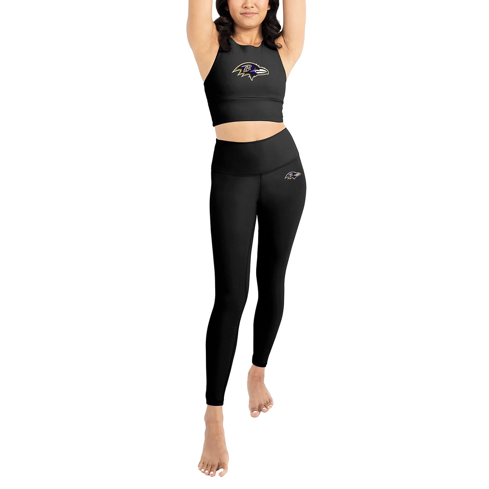 Women's Black Baltimore Ravens Leggings & Midi Bra Set