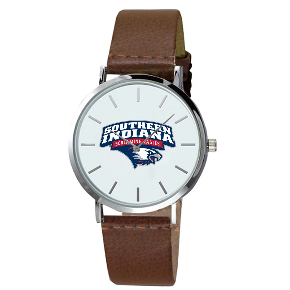 Men's Southern Indiana Screaming Eagles Plexus Brown Leather Watch