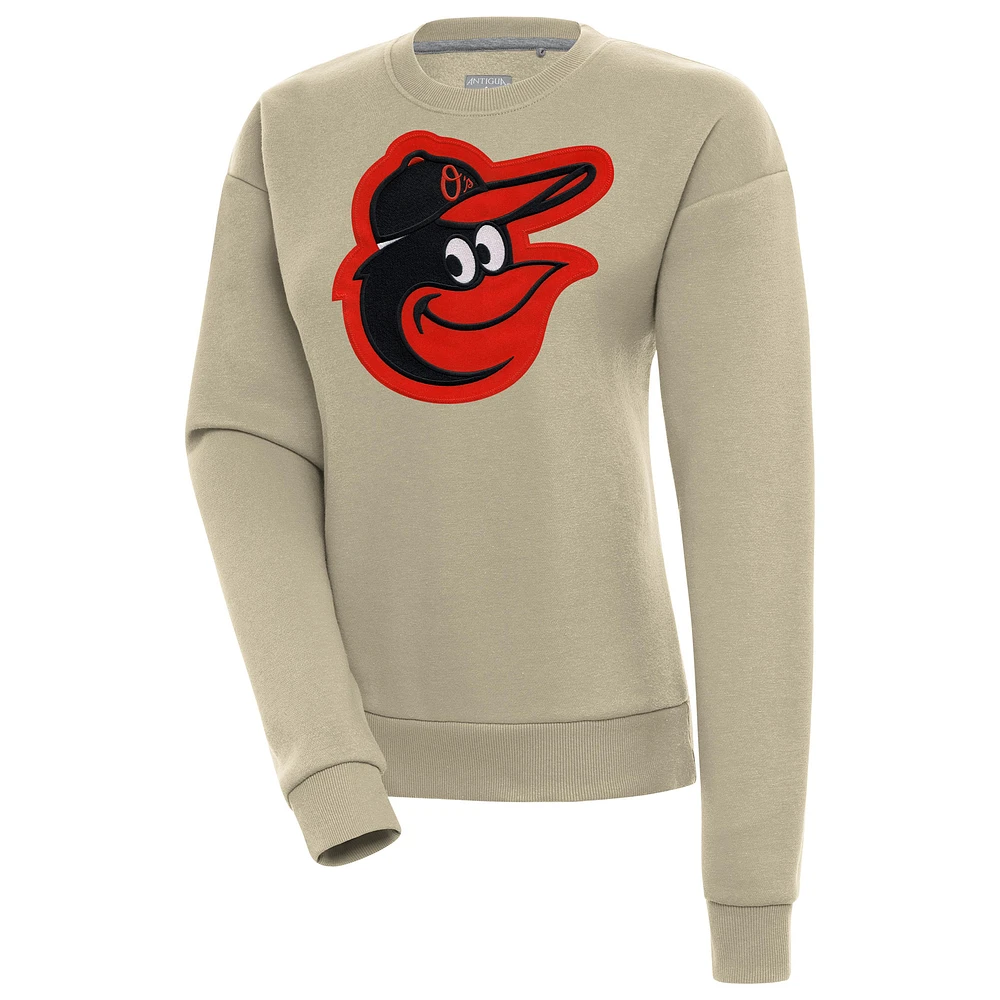 Women's Antigua Khaki Baltimore Orioles Victory Pullover Sweatshirt