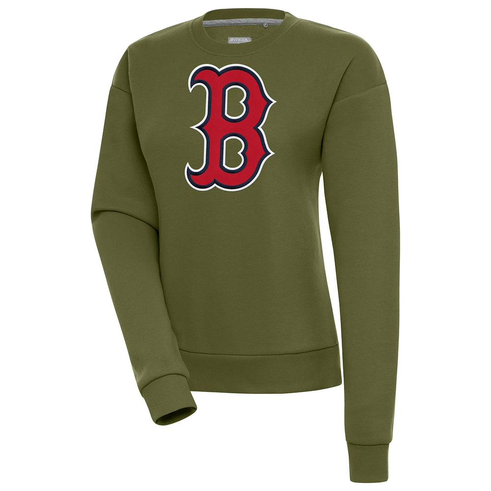 Women's Antigua Olive Boston Red Sox Victory Pullover Sweatshirt